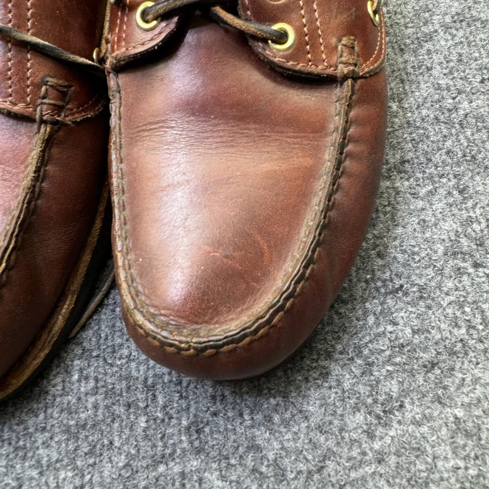 Vintage Timberland 3 Eye Lug Boat Shoes Mens 11 M Brown Leather Moc Toe 32015
